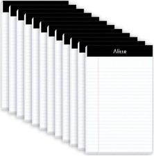 Legal Notepads 5x8, Pack of 12 - Perforated Narrow Ruled 12 Pack, White