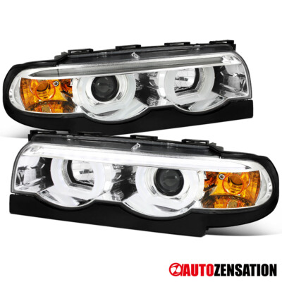 Fit 1995-2001 BMW E38 740iL 750iL LED Halo Tube Projector Headlights ...
