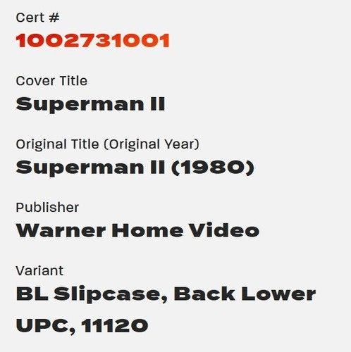 Superman II 1980 (VHS) Warner Home Video, CGC Graded 9.4-A+ - SEALED - Picture 2 of 7