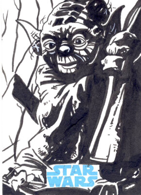2015 Star Wars Journey to the Force Awakens Sketch Card Mallison Yoda