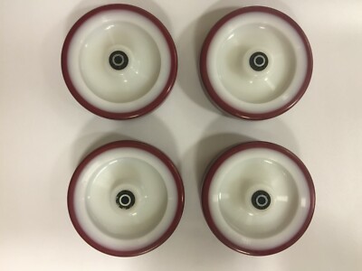 4 Stück x 100 mm (4'') PU-Reifen weiß Nylon mittig, Rollenlager