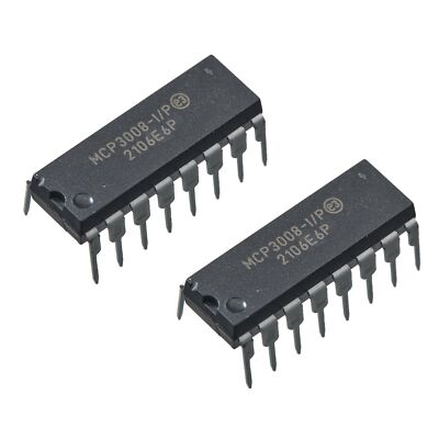 2pcs MCP3008 10-Bit ADC 8-Channel Converter with SPI Serial Interface DIP-16
