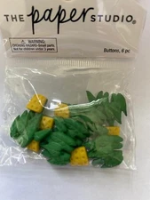 6 pieces The Paper House potted Palm plant buttons shank style 