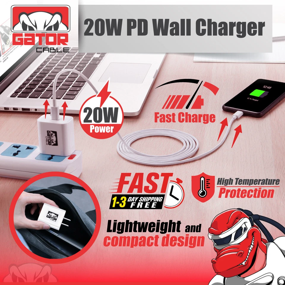 PD 20W USB-C Fast Wall Charger Adapter for iPhone 12 13 14 15 16 Pro Max Samsung - Image 4 of 4