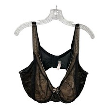 Cacique 44DDD Bra Black Modern Lace Covered Unlined Full Coverage Underwire