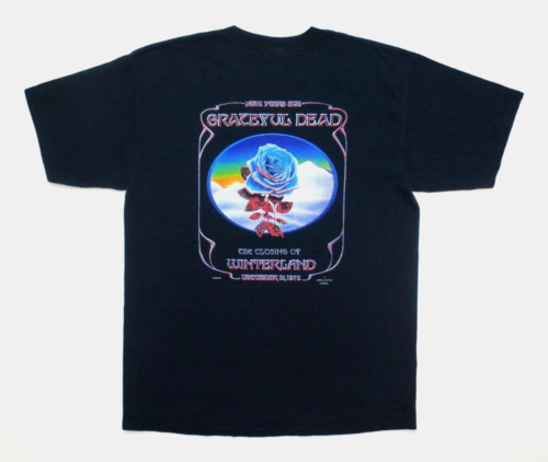 Grateful Dead Shirt T Shirt Closing Of Winterland 12/31/78 Blue Rose GDP 2003 L - Afbeelding 1 van 12