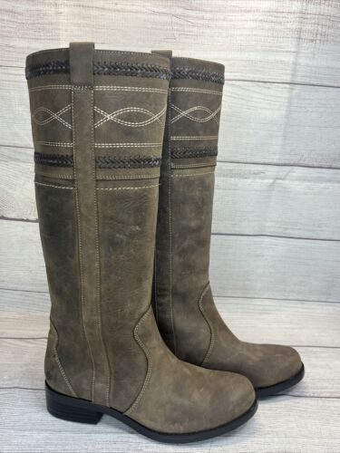 Ruff Hewn Women Sundancer Distressed Brown Leather Tall Riding Boots size 6M - Picture 1 of 10
