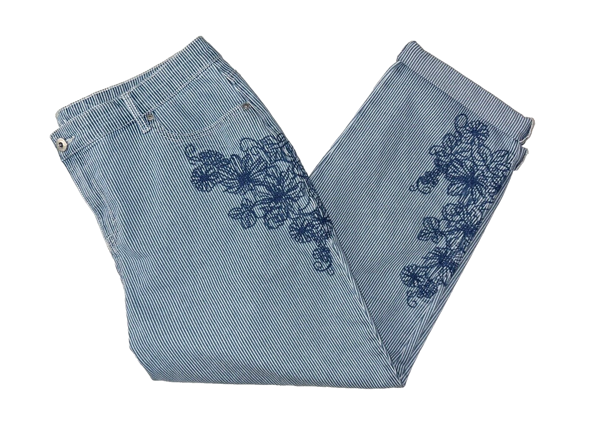 Style \u0026 Co Curvy Boyfriend Jeans Women's 18 Blue Embroidered NEW without  tags | eBay