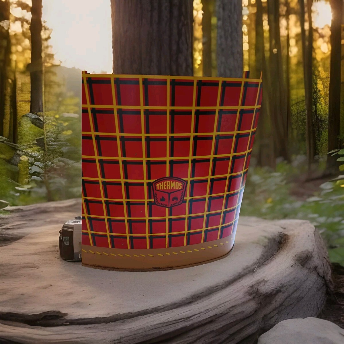 Vintage Picnic Thermos Brand Large Oval Cooler Red Yellow Black