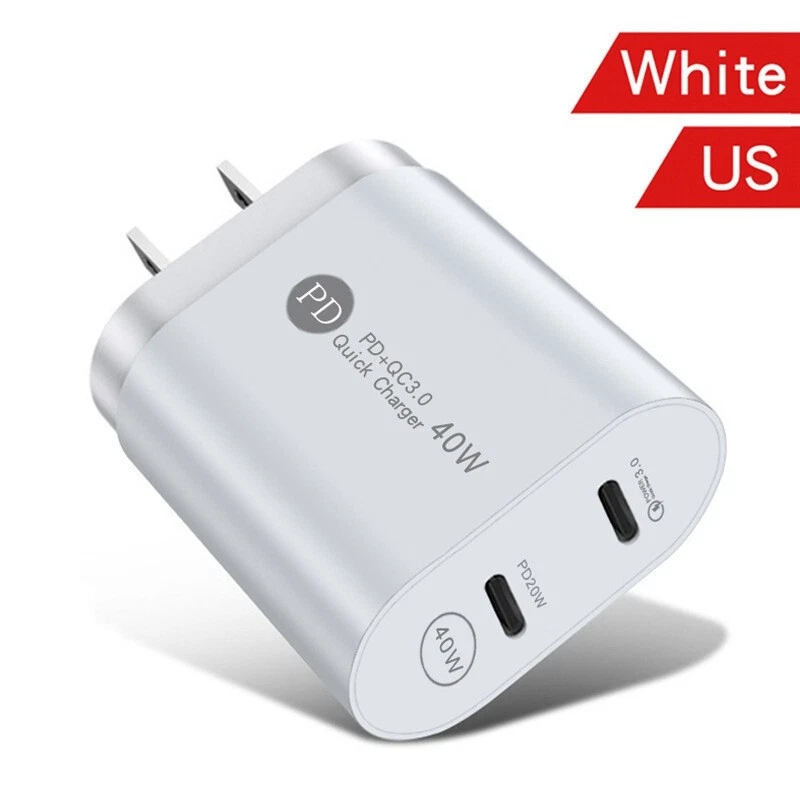 40W Fast Wall Charger PD Plug USB-C Type C Adapter For iPhone Series 2 Port - Image 4 of 4