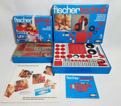 Juegos de 50 y 50 V en caja Fischertechnik / Fischer Technik Construction década de 1970 - Imagen 1 de 3