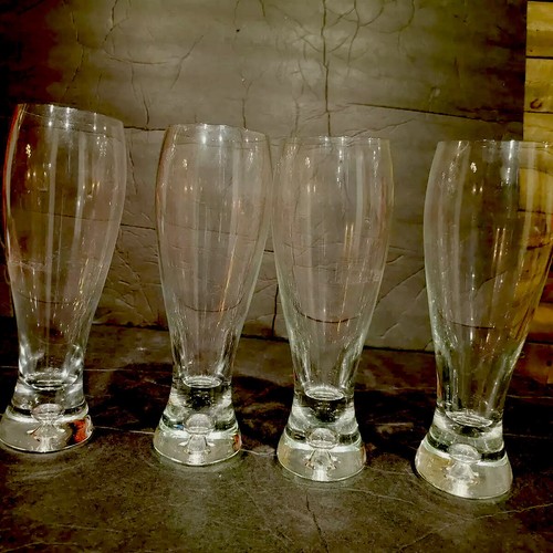 4 Krosno Poland Crystal 8 3/4" Pilsner Beer Glasses Bubble Base Crate Barrel eBay