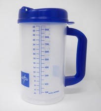 Plastic Insulated Medline Clear Thermo 32oz Mug with Twist Lid & Straw 2ct