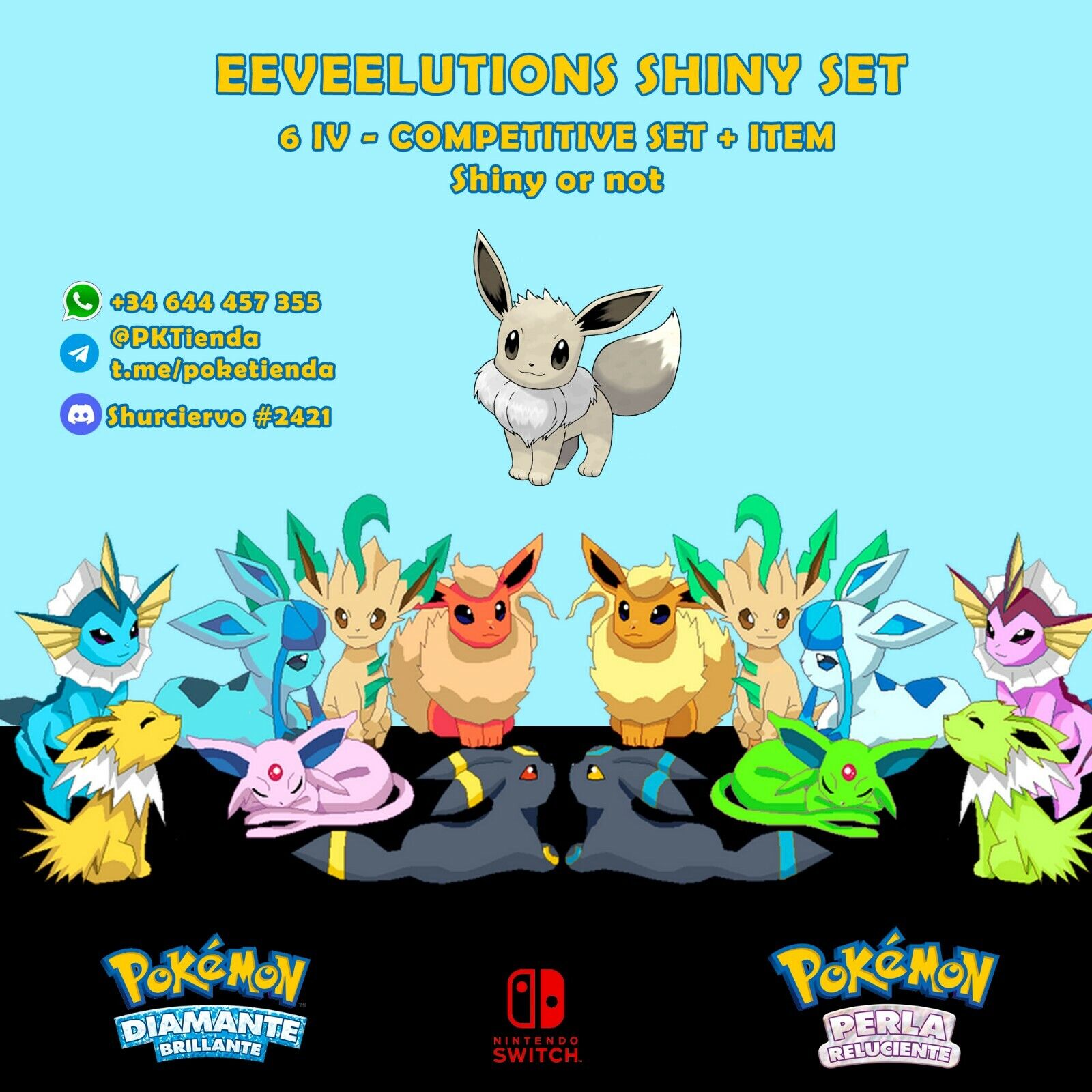 Eeveelutions Package (8x, 6IV, Shiny, Battle Ready) - Pokemon