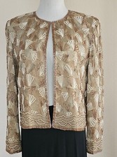 Camille Marie Vintage 100% Silk Beaded Blazer Jacket Size L