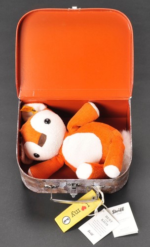 Steiff Posh Pattern Pets Phil The Fox 045097 New in Suitcase Box - Picture 2 of 7