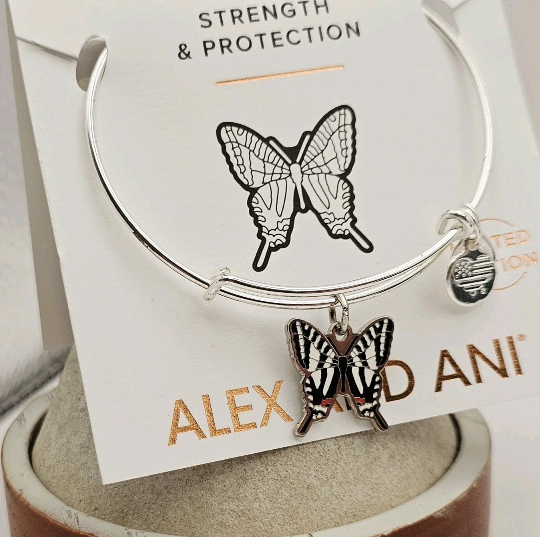 Alex Ani Zebra Swallowtail Butterfly Silver Charm Bracelet New