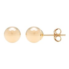 14K Yellow Gold Hollow Ball Stud Earrings 3mm To 8mm