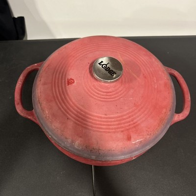 Lodge Red Cast Iron Round Casserole Pan/Pot With Lid Oven-Safe Made in USA