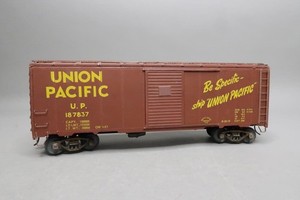 O SCALE WOOD / BRASS ASSEMBLED UP UNION PACIFIC BOXCAR 187837 NO BOX AS-IS LOOSE