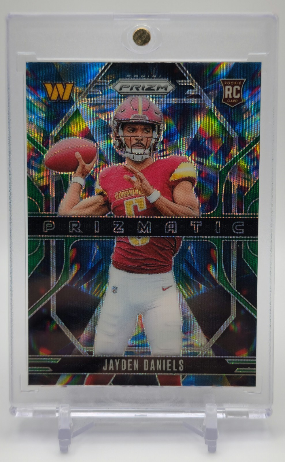 🟢 2024 Panini Prizm Jayden Daniels Prizmatic Green Wave Rookie RC 🟢