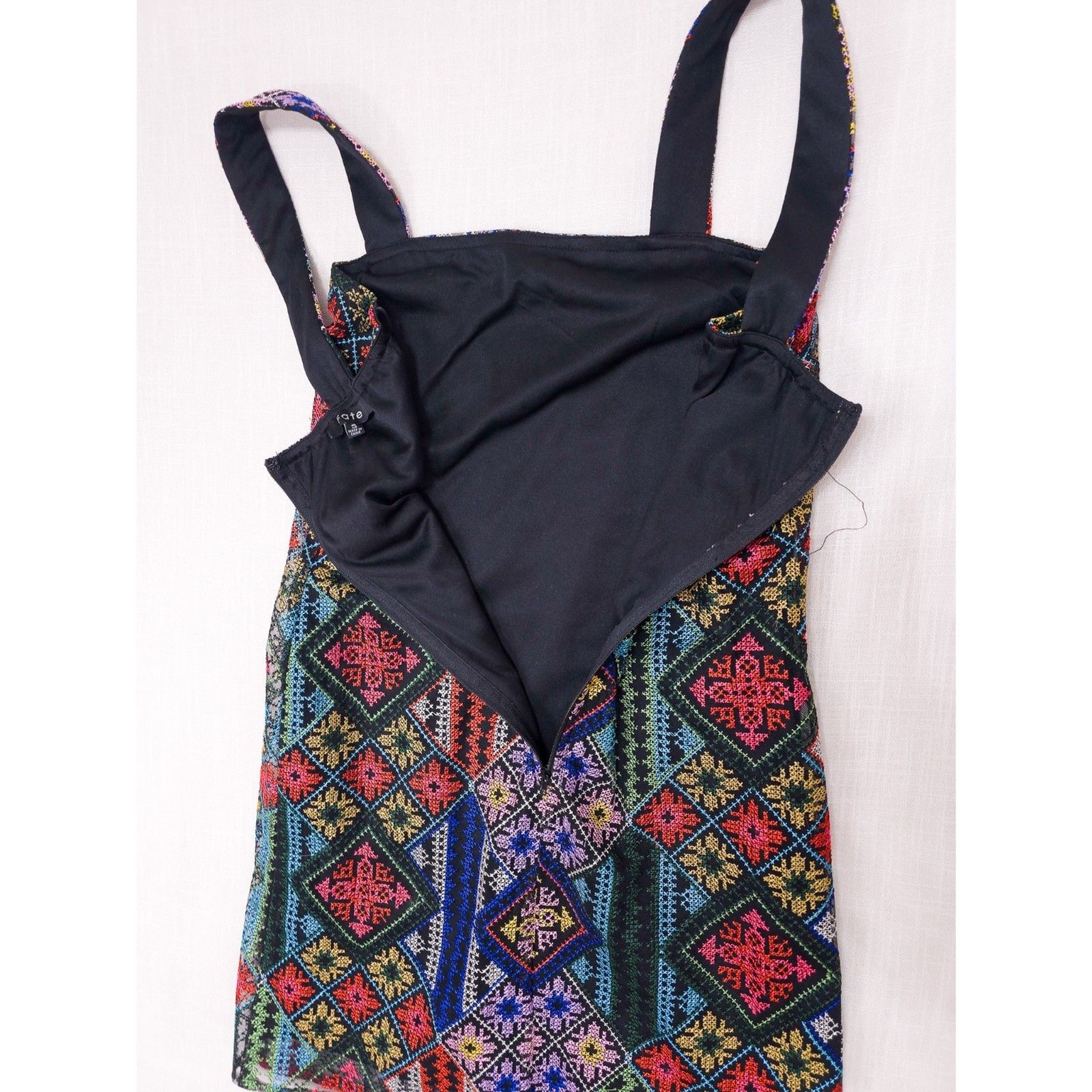 Fate Needlepoint Geometric Patchwork Mini Dress S… - image 3