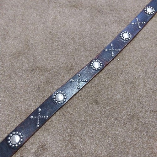 Cintura in pelle marrone 32 pollici HTC borchiata vita nera 4 cm usata - Foto 3 di 20