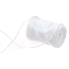 2.4 Inch 5 Yard Sheer Organza Ribbon Shimmer Chiffon Tulle Ribbons White