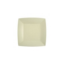 10 ASSIETTES CARTON BIO CARRÉES 18CM SABLE