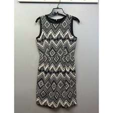 J.Crew Dress Womens 0 Black White Geometric Ikat Shift Pockets Sleeveless
