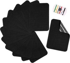 12PCS Iron-on Repair Patches Black Cotton Fabric for Clothes Pants Mending 3x4.