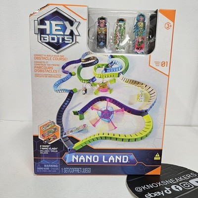 HEX Bots Nano Land Playset W/ 3 Nano Bots, 40+ Pieces for Kids Ages 3+ Sealed