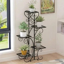 UNHO 5 Tier Metal Plant Stand Indoor Outdoor Iron Flower Pot Shelf Rack Garden