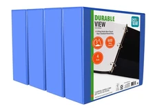 Pen + Gear Durable View 3-Ring Binder with 3-Inch  Rings  4 Pack (Blue)