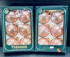 Visions By Holly Glass Christmas Ornament Peach Pink 2.5in Diam Qty 12