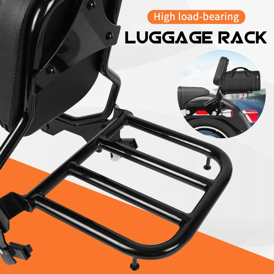 Almofada de encosto e bagageiro Passenger Sissy Bar para Harley Softail 2018-2025 - Imagem 4 de 4