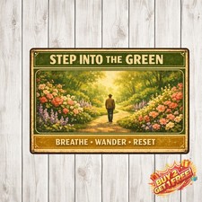 Into The Garden I Go Vintage Metal Sign 12x8 Funny Outdoor Yard Wall Decor