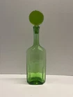 Blenko Glass Olive Green 6727 Decanter W/ Flat Lollipop Round Stopper Joel Myers