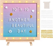Gradient Felt Letter Board 10"x10" w/ 510 Letters, Stand & LED Lights