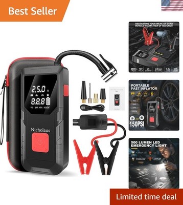 Ultimate 12V 8000mAh Jump Starter & Air Compressor - 2800A Power, Compact Design