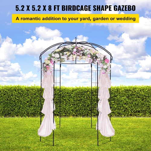 VEVOR Pavillon Gartenbogen Vogelkäfigform 2,4x2 m Hochzeit Garten Schwarz - Bild 2 von 12