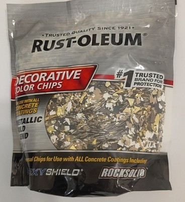 Rust-Oleum Decorative Color Chips, 1 lb, Unopened Bag, NEW, Metallic Gold Blend