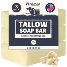 Beef Tallow Soap Bar – All Natural Grass Fed Unscented –... 