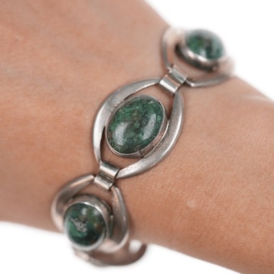 7.25'' Miguel Meléndez Mid Century sterling and hardstone modernist bracelet