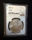 Morgan Silver Dollar NGC MS63 1886 $1 90% Silver Business Strike Phila KM#110