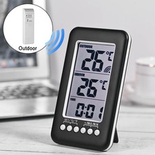 Wireless Digital Thermometer Indoor Outdoor 100m Range LCD Display for Home  /  