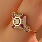 Art Deco Vintage Style Lab Created Diamond & Ruby Engagement 14K Gold FN Ring