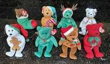 Lot Of 8 Ty Beanie Babies Christmas Holiday Teddy Bears See Photos For Details 