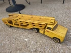 Vintage 1960’s  Tonka pressed steel auto carrier semi truck car carrier Yellow
