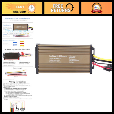 48V 36V to 12V Voltage Reducer Regulator for Golf Carts RVs Solar Panels 30A 360